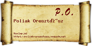 Poliak Oresztész névjegykártya